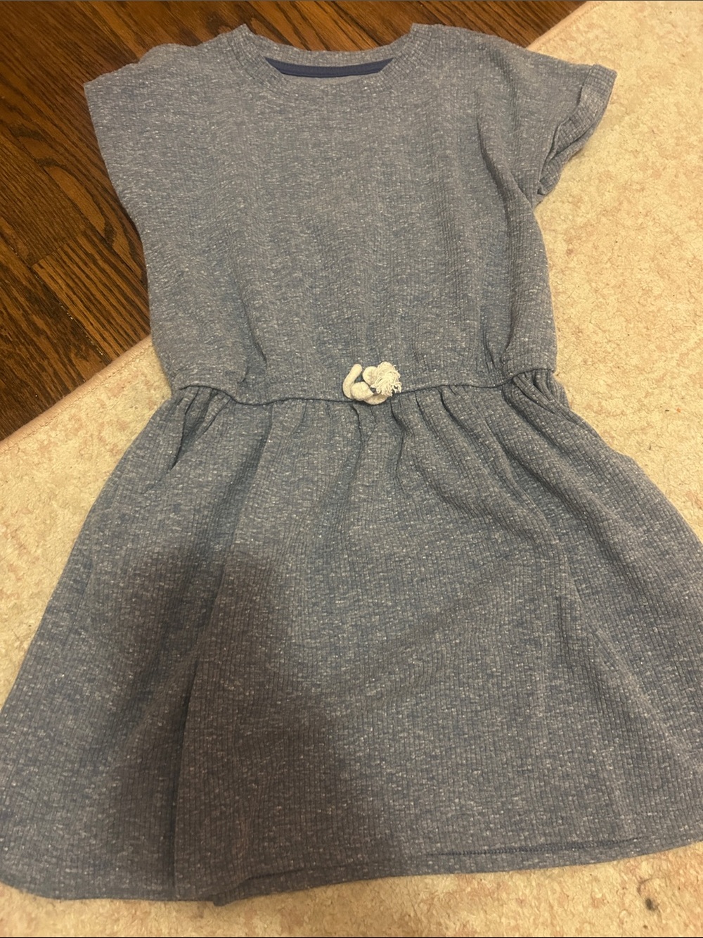 Cat & Jack Heather Blue Knit Waist-Tie Dress